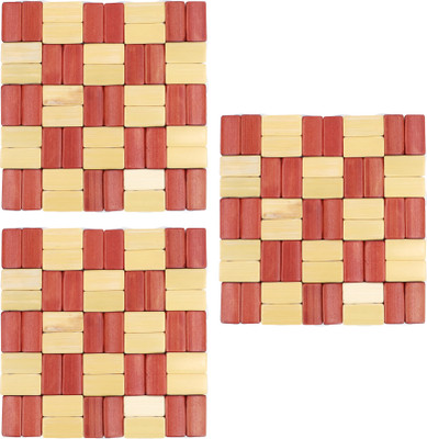 NFI essentials Square Reversible Wood Coaster(Pack of 3)