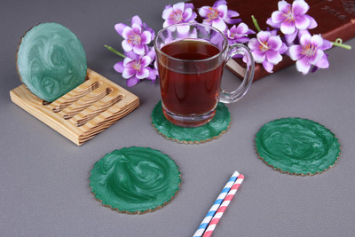Vatsin Round Reversible Resin Coaster Set(Pack of 4)