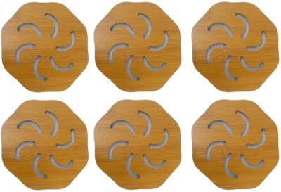 KiaraHome Heart Wood Coaster Set(Pack of 6)