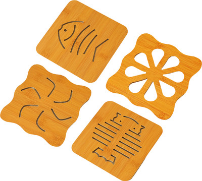 YOMITH Rectangle Wood Coaster Set(Pack of 4)