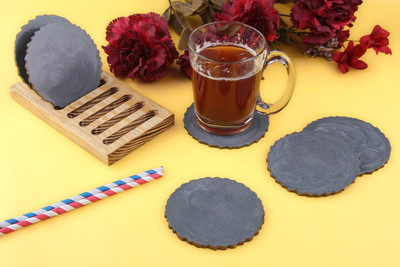 Vatsin Round Reversible Resin Coaster Set(Pack of 6)