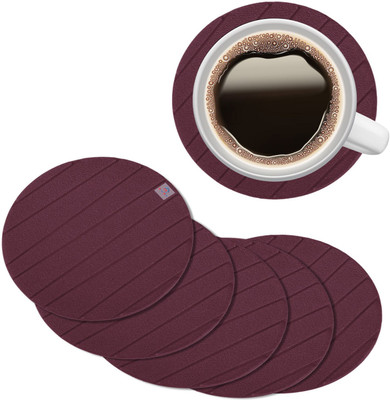 Heart Home Round Reversible Rubber Coaster Set(Pack of 6)
