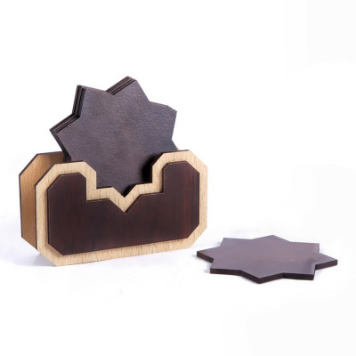 HV CREATION Hexagon Reversible Wood Coaster(Pack of 6)