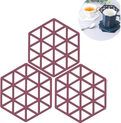 KOOSHLO Triangle Reversible Rubber Coaster(Pack of 3)