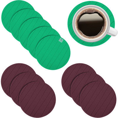Heart Home Round Reversible Rubber Coaster Set(Pack of 12)