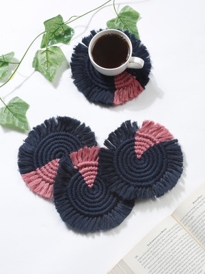 My Creative Hut Round Reversible Cotton Coaster Set(Pack of 4)