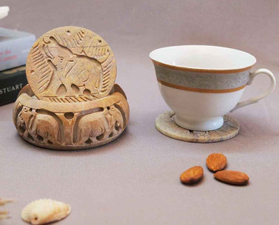 Pooja Creation Round Stone, Marble Coaster(Pack of 1)