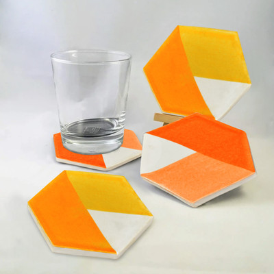 StyleMyWay Square Ceramic Coaster Set(Pack of 4)