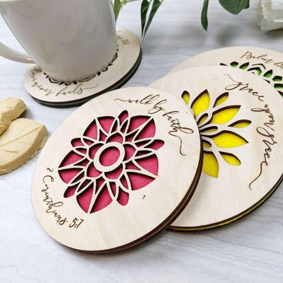 STONE X Round Wood Coaster Set(Pack of 3)