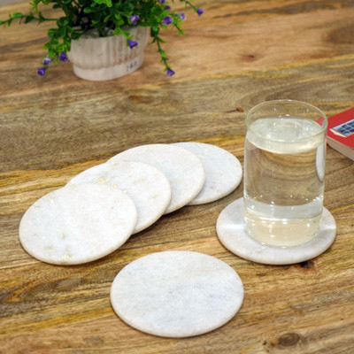 Little Extra Round Marble Coaster Set(Pack of 6)