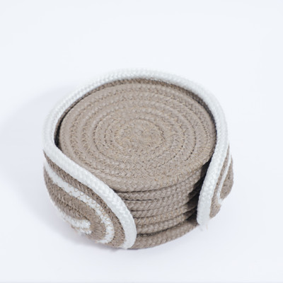Ariya Round Reversible Cotton, Polypropylene Coaster Set(Pack of 6)