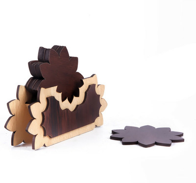 YIXT Round Reversible Wood Coaster Set(Pack of 6)