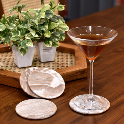 Little Extra Round Marble Coaster Set(Pack of 4)