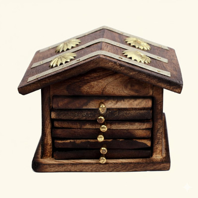 WHO Square Wood Coaster Set(Pack of 6)