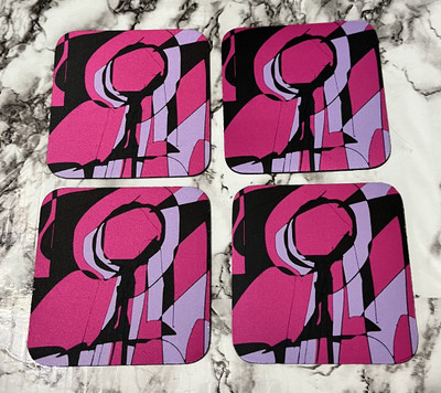 AdzSpirit Square Rubber Coaster Set(Pack of 4)