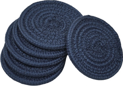 AURKA Round Reversible Cotton, Polypropylene Coaster Set(Pack of 6)