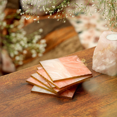 DULI Square Resin Coaster Set(Pack of 6)
