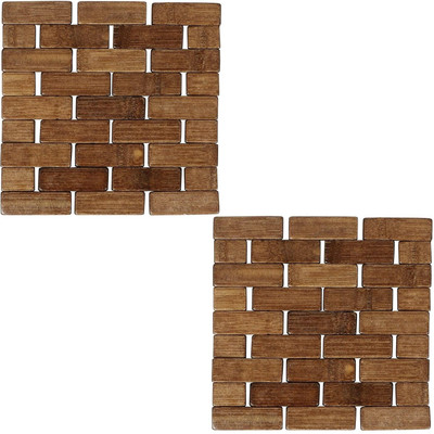 HOKiPO Square Reversible Bamboo Coaster Set(Pack of 2)