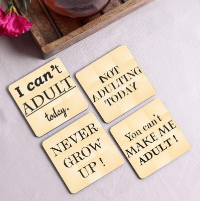 ShikharRetails Square Wood Coaster Set(Pack of 4)