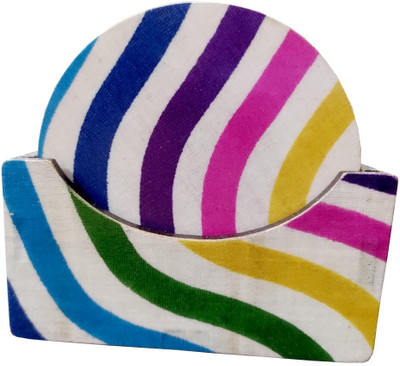 Aneeka Round Medium Density Fibreboard Coaster Set(Pack of 6)