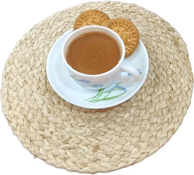 mm jute craft Round Reversible Jute Coaster Set(Pack of 4)