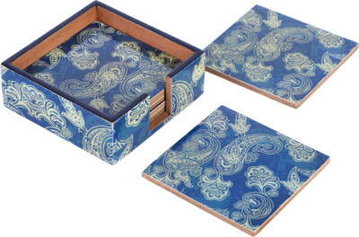 The Home Co Square Reversible Wood Coaster Set(Pack of 6)