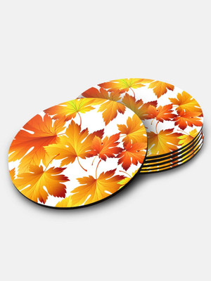Macmerise Round Medium Density Fibreboard Coaster Set(Pack of 6)