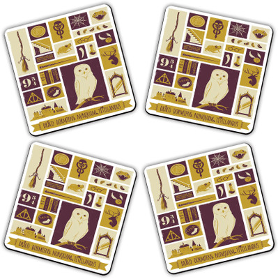 Get Fatang Square Reversible Wood Coaster Set(Pack of 4)