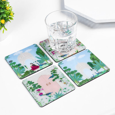 RosaStella Square Acrylic Coaster Set(Pack of 4)