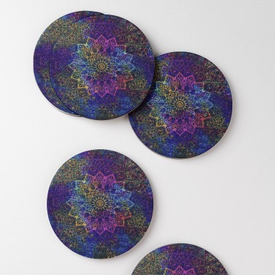 The Kamy Round Wood Coaster Set(Pack of 4)