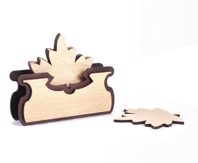 LAKHAJI Hexagon Reversible Wood Coaster(Pack of 6)