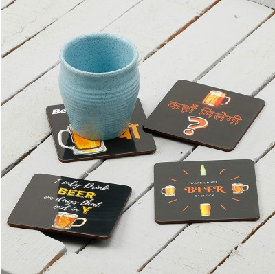 Ser Ak Rectangle Wood Coaster Set(Pack of 4)