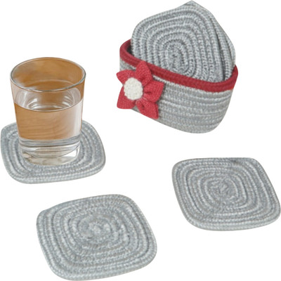 globenox Round Reversible Cotton Coaster Set(Pack of 6)