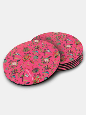Macmerise Round Medium Density Fibreboard Coaster Set(Pack of 6)