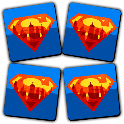Get Fatang Square Reversible Wood Coaster Set(Pack of 4)