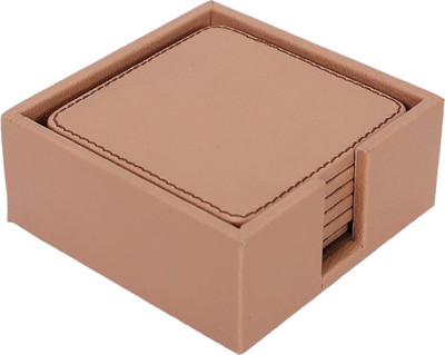 KUBER INDUSTRIES Square Reversible Leather Coaster Set(Pack of 6)