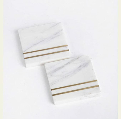 MBSC Square Marble Coaster Set(Pack of 4)