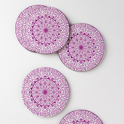The Kamy Round Wood Coaster Set(Pack of 4)