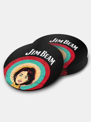 Macmerise Round Medium Density Fibreboard Coaster Set(Pack of 6)
