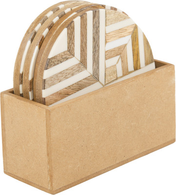 InsTook Round Medium Density Fibreboard Coaster Set(Pack of 4)