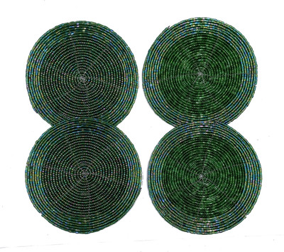 estore Round Reversible Glass Coaster Set(Pack of 4)