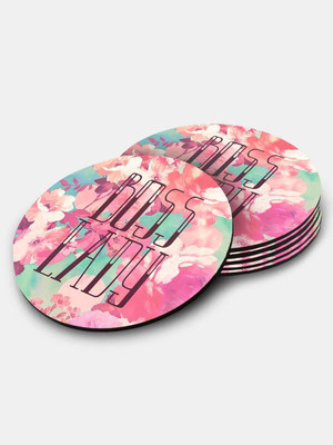 Macmerise Round Medium Density Fibreboard Coaster Set(Pack of 6)