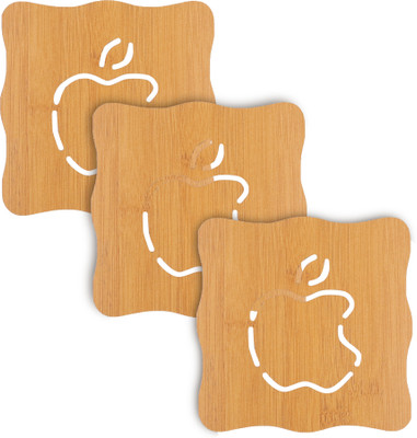 NFI essentials Square Reversible Wood Coaster(Pack of 3)
