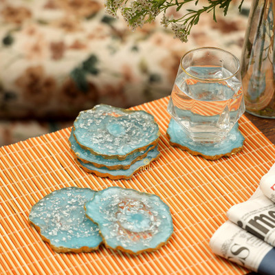 DULI Oval Reversible Resin Coaster Set(Pack of 6)