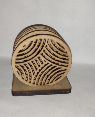 Gvibe Round Reversible Wood Coaster Set(Pack of 6)
