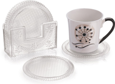 Sonal Round Reversible PVC Coaster Set(Pack of 6)