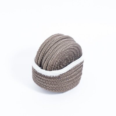 Ariya Round Reversible Cotton, Polypropylene Coaster Set(Pack of 6)