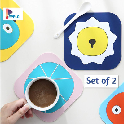 HRK Round Reversible PVC Coaster Set(Pack of 4)
