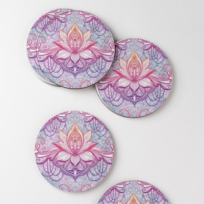The Kamy Round Wood Coaster Set(Pack of 4)