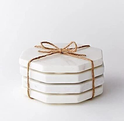 MBSC Oval Reversible Marble Coaster Set(Pack of 4)